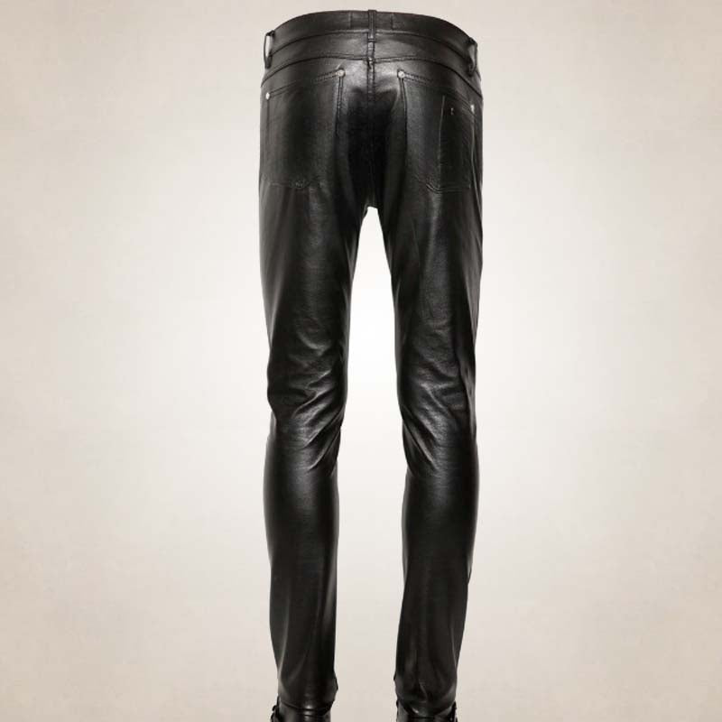 Men’s Black Skinny Fit Leather Pants