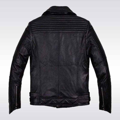 Men's Slim Fit Black Leather Biker Jacket - Jackets Kingdom