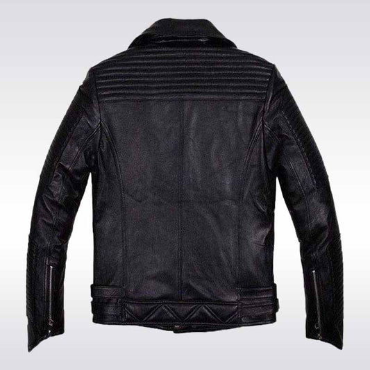 Men's Slim Fit Black Leather Biker Jacket - Jackets Kingdom