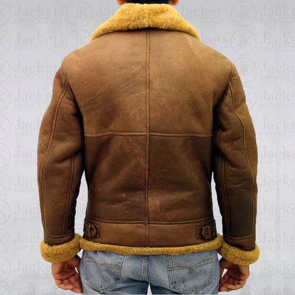 Men's Brown Aviator B3 Sheepskin Leather Jacket
