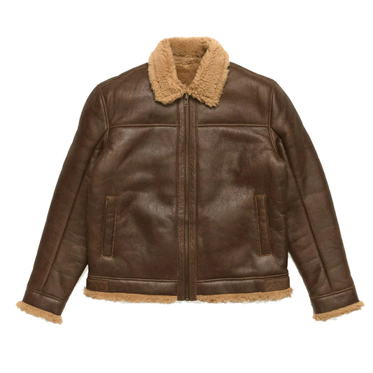 Brown Aviator Shearling Bomber Jacket