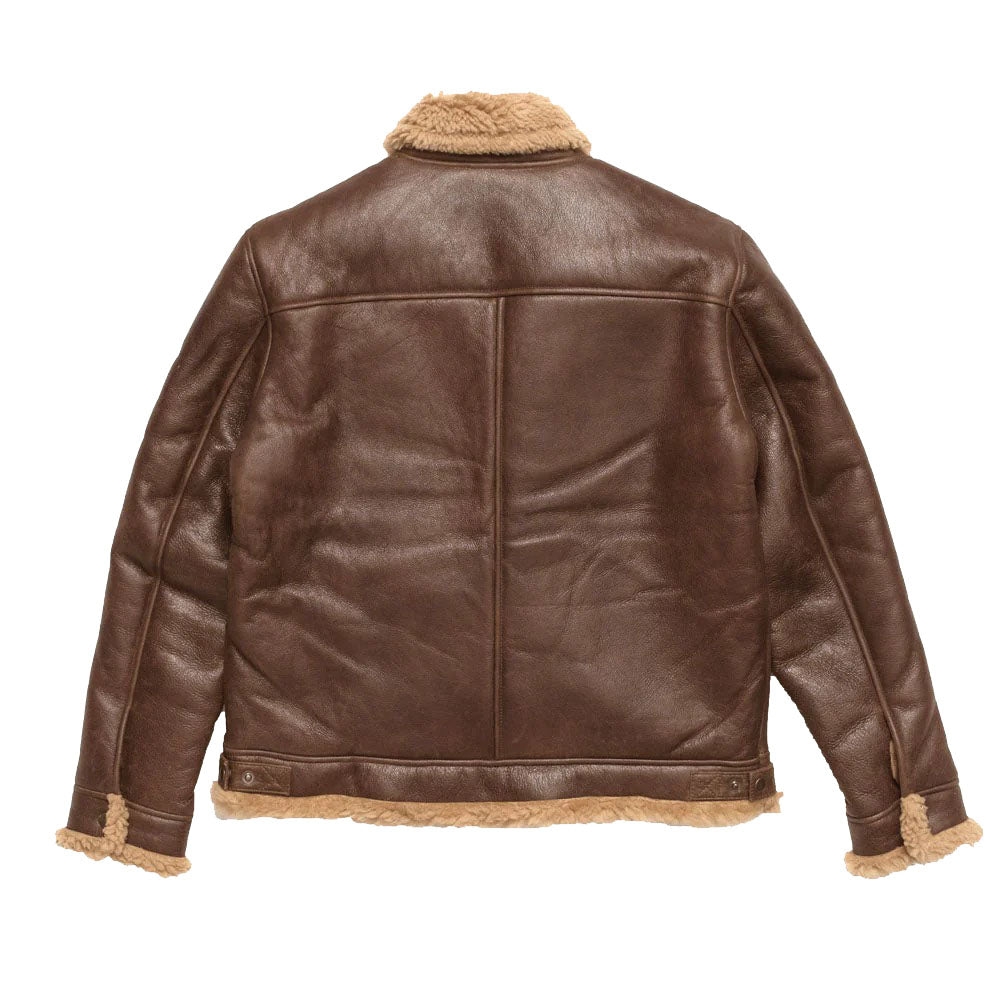 Men's Brown Aviator Shearling Leather Bomber Jacket