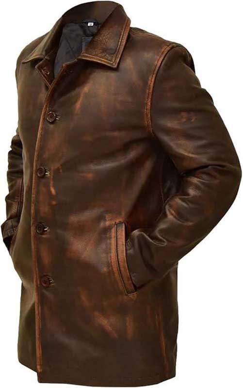 Mens Brown Distressed Vintage Leather Jacket