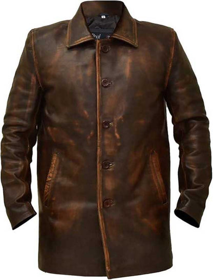 Mens Brown Distressed Vintage Leather Jacket
