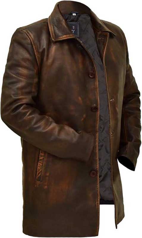 Mens Brown Distressed Vintage Leather Jacket