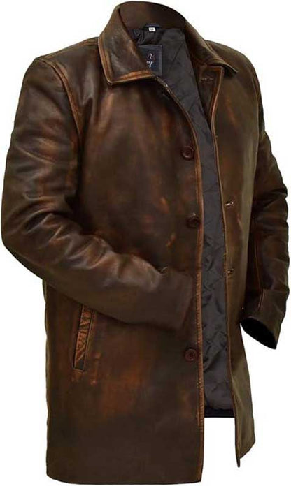 Mens Brown Distressed Vintage Leather Jacket