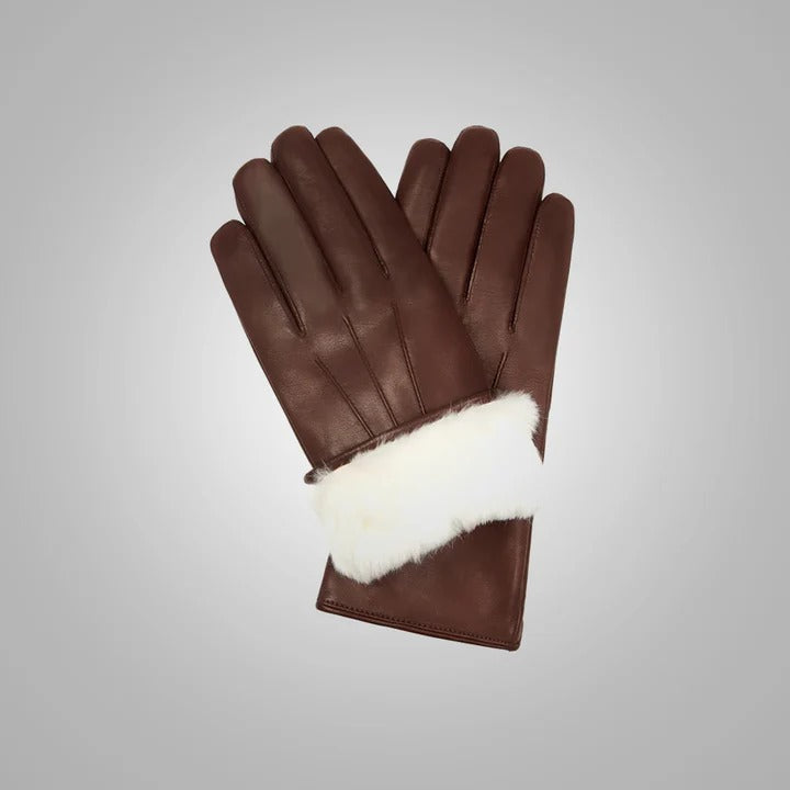 Men’s Brown Lambskin Leather Gloves - Stylish Winter Gloves