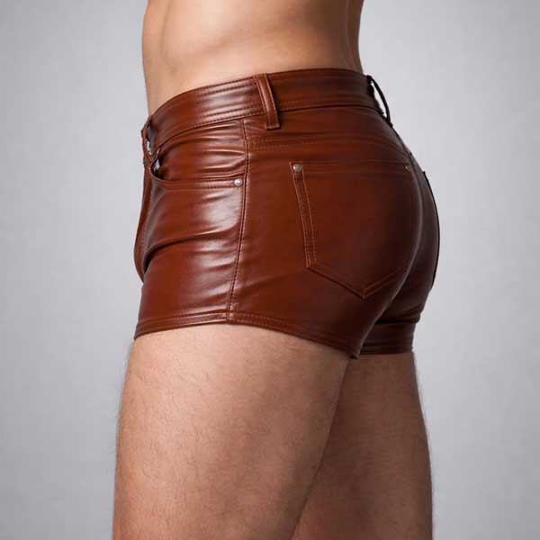 Premium sheepskin leather low rise shorts men