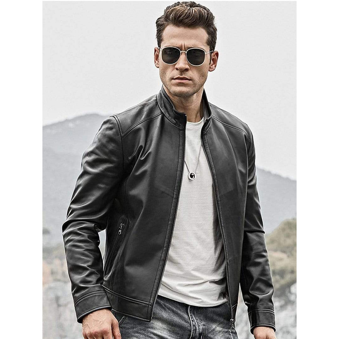 Men's Classic Motorcycle Leather Jacket