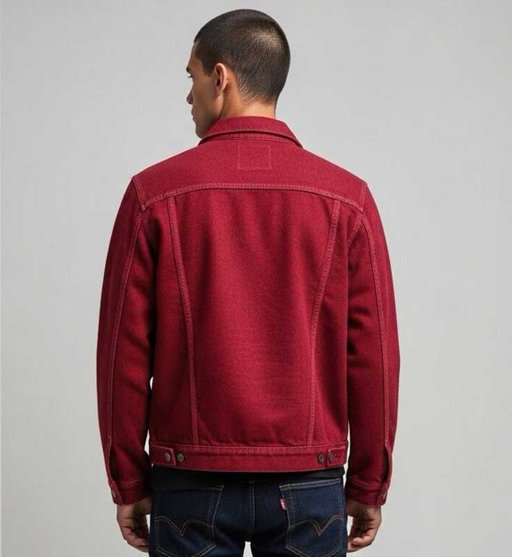 Mens Classic Red Denim Jacket