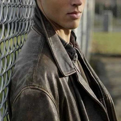 Mens Dean Winchester Distressed Brown Sheepskin Leather Jacket