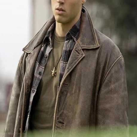 Mens Dean Winchester Distressed Brown Sheepskin Leather Jacket