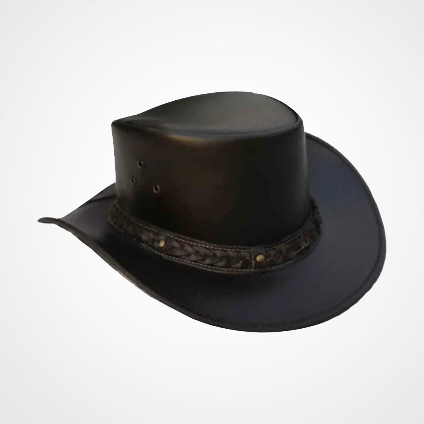Men's Genuine Leather Western Cowboy Hat