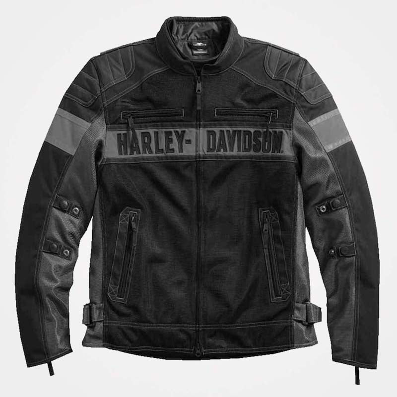 Mens Harley Davidson Mecca Black Color Block Mesh Riding Jacket