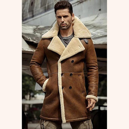 Mens Sheepskin Shearling B7 Flight Jacket Handmade Military Bomber Coat