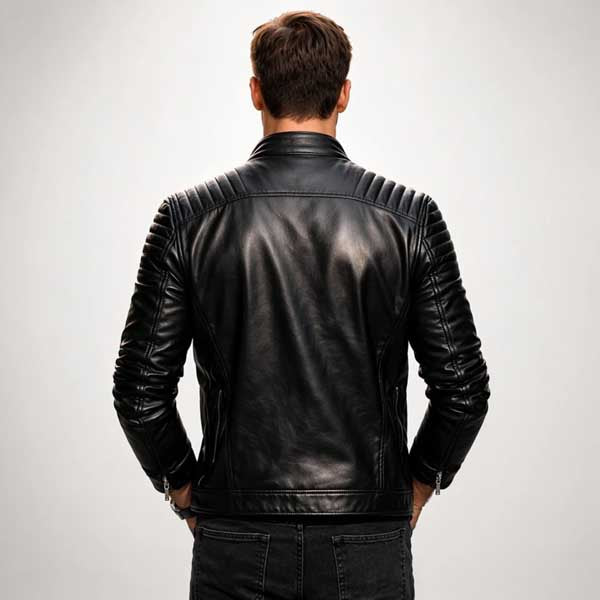 Mens Slim Fit Black Leather Biker Jacket