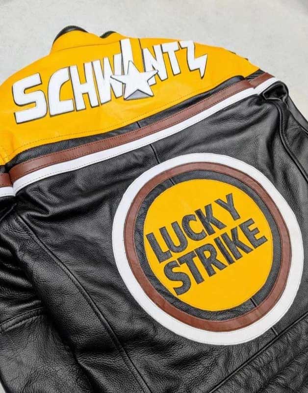 Mens Vintage Lucky Strike Cowhide Leather MotoGP Jacket