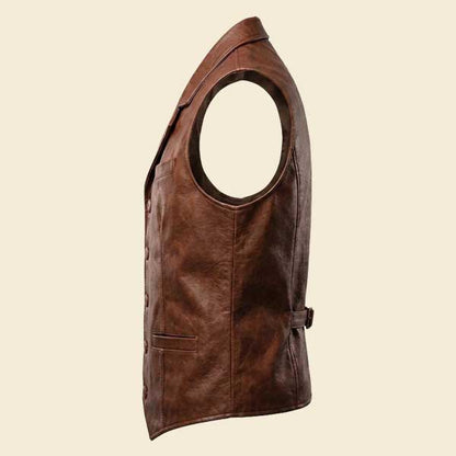 Mens smart casual brown leather waistcoat outfit
