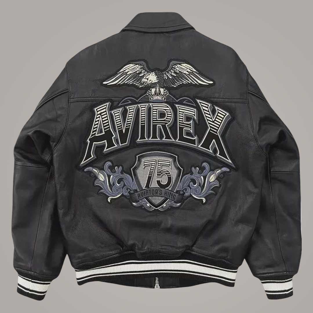 Men wearing Avirex 1975 American flight leather bomber jacket by Jackets Kingdom