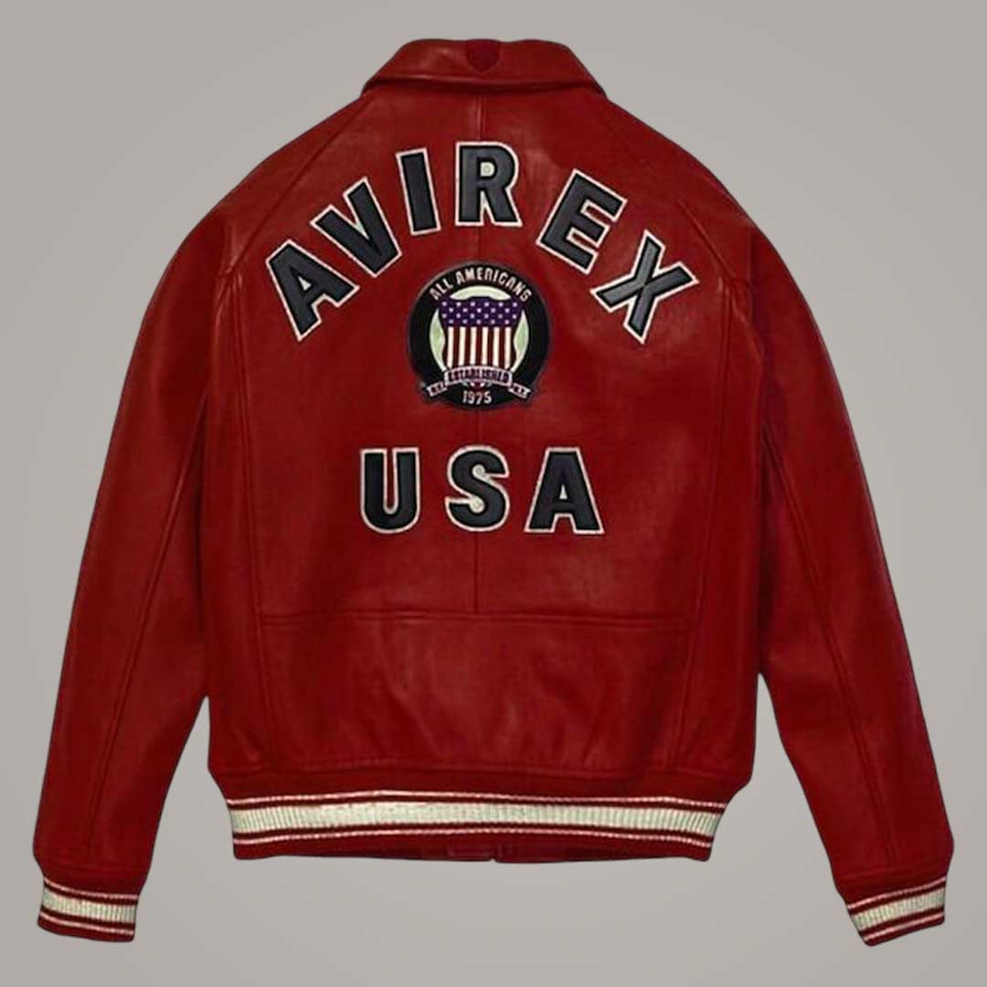 Men wearing Avirex genuine lambskin leather bomber jacket casually by Jackets Kingdom