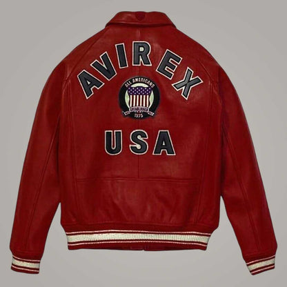 Men wearing Avirex genuine lambskin leather bomber jacket casually by Jackets Kingdom