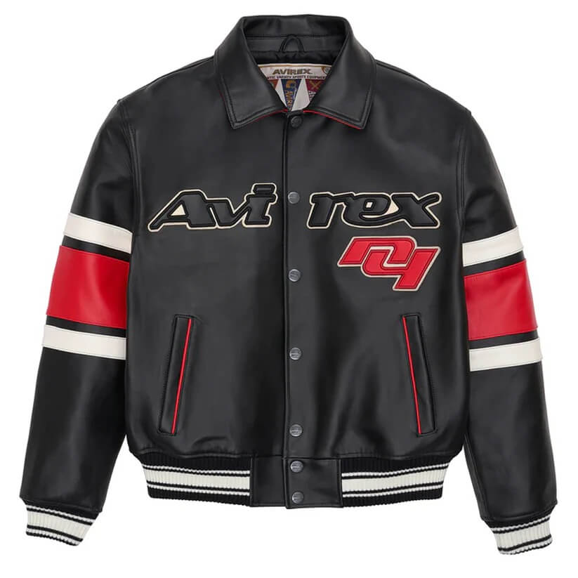 Black Letterman The Legend Avirex Leather Jacket