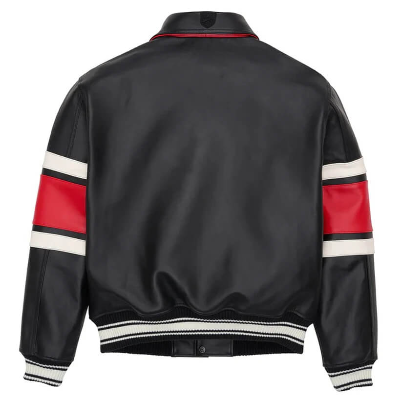 Black Letterman The Legend Avirex Leather Jacket