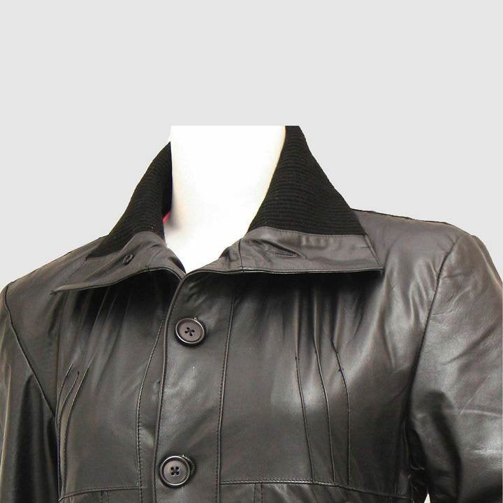 New Look Women's Black Leather Bomber Jacket