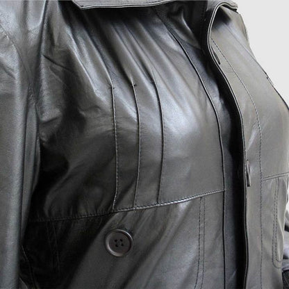 New Look Women's Black Leather Bomber Jacket