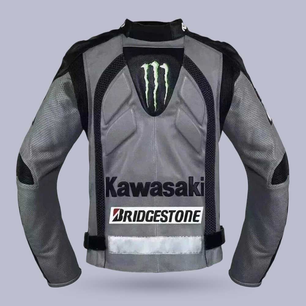 Men's Kawasaki Motorcycle Riding Gear Leather Jacket | Jackets Kingdom