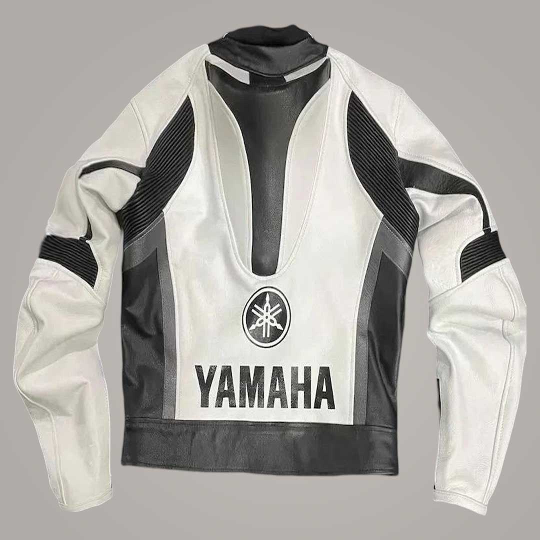 Premium Genuine Leather Biker Jacket with CE Armor and Stretch Panels Yamaha Design by Jackets Kingdom