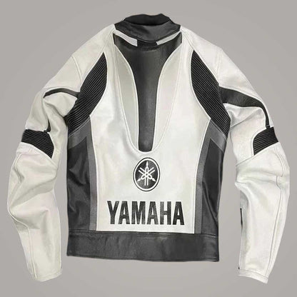 Premium Genuine Leather Biker Jacket with CE Armor and Stretch Panels Yamaha Design by Jackets Kingdom