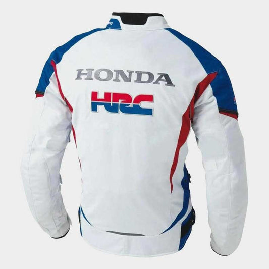 Premium HRC racing jacket featuring authentic Honda Racing Corporation colors and logos by Jackets Kingdom
