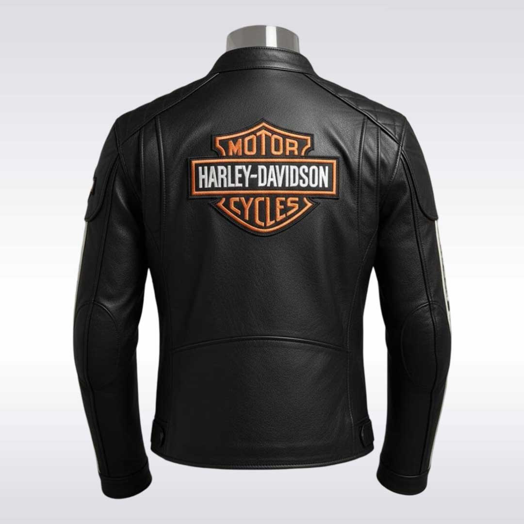 Premium Harley Davidson Black Cafe Racer Leather Motorcycle Jacket
