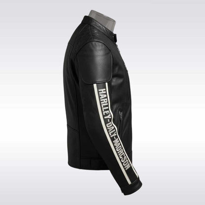 Premium Harley Davidson Black Cafe Racer Leather Motorcycle Jacket