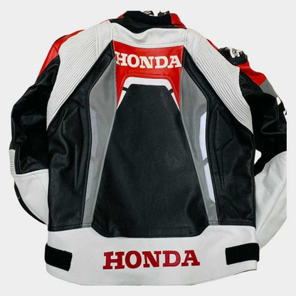 Premium men's riding jacket made from authentic cowhide leather with Honda styling by Jackets Kingdom