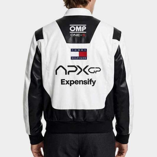 Premium motorsport racing jacket with APXGP detailing and stand collar by Jackets Kingdom