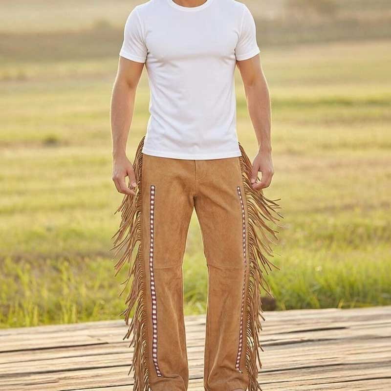 Premium quality suede fringe pants handcrafted for rodeos, concerts and festival wear