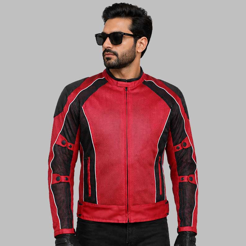 Red Summer Joy Mesh Motorcycle Jacket