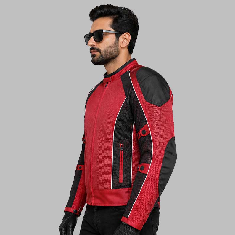 Red Summer Joy Mesh Motorcycle Jacket