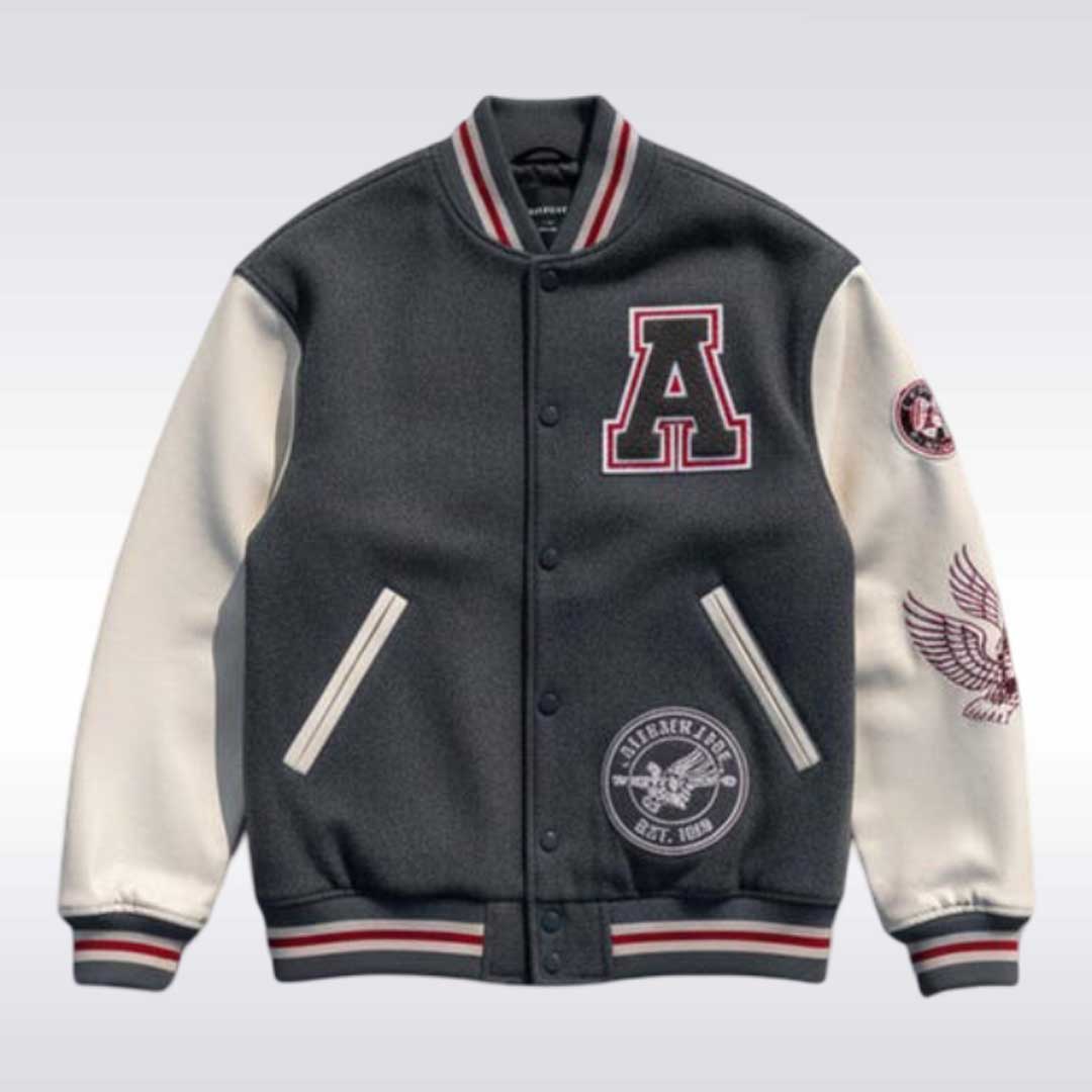 Relaxed Fit Varsity Jacket with Logo Appliqué Vintage Letterman Style