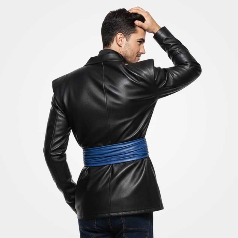 Samurai inspired warrior coat featuring crossover kimono front by Jackets Kingdom