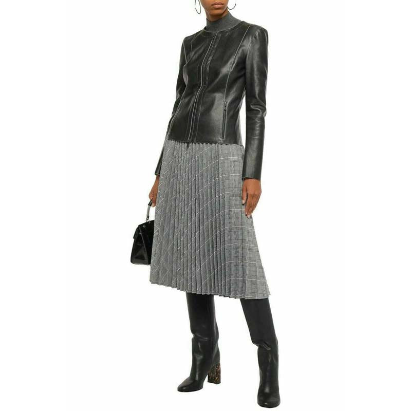 Womens Black Biker Leather Jacket