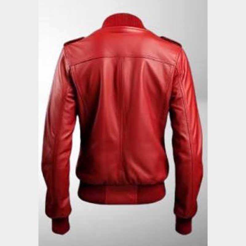 Soft genuine lambskin red leather jacket featuring boho hippie style and modern appeal