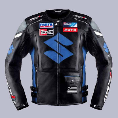 Men's Suzuki Racing Genuine Leather Jacket front view