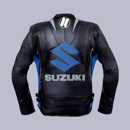 Premium Suzuki Racing leather motorcycle jacket for men