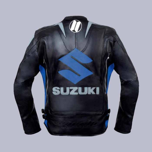 Premium Suzuki Racing leather motorcycle jacket for men