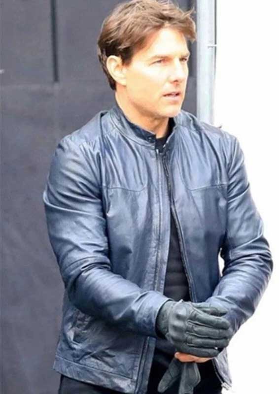 Tom Cruise Mission Impossible 6 Ethan Hunt Black Moto Leather Jacket