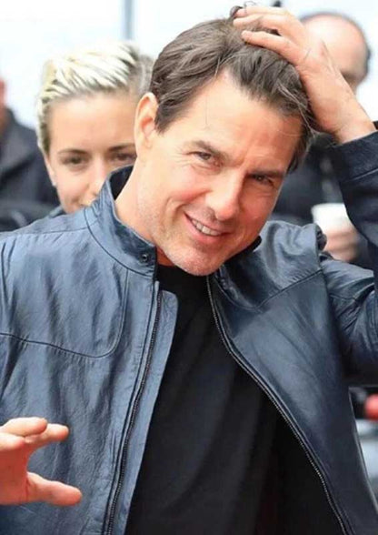 Tom Cruise Mission Impossible 6 Ethan Hunt Black Moto Leather Jacket