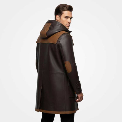 Two tone genuine leather coat with deep utility pockets by Jackets Kingdom
